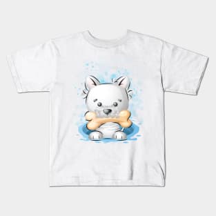 Puppy in Water Puddle Kids T-Shirt